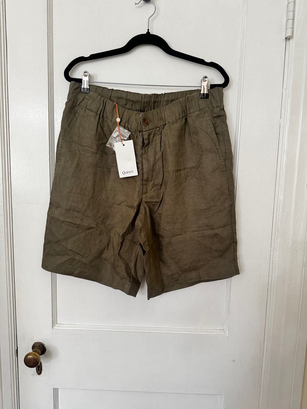 NWT Men's Quince 100% European Linen Shorts - 7" Bayberry Olive